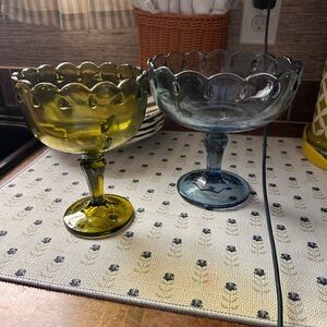 Vintage Glass Candy dish in Green and Blue